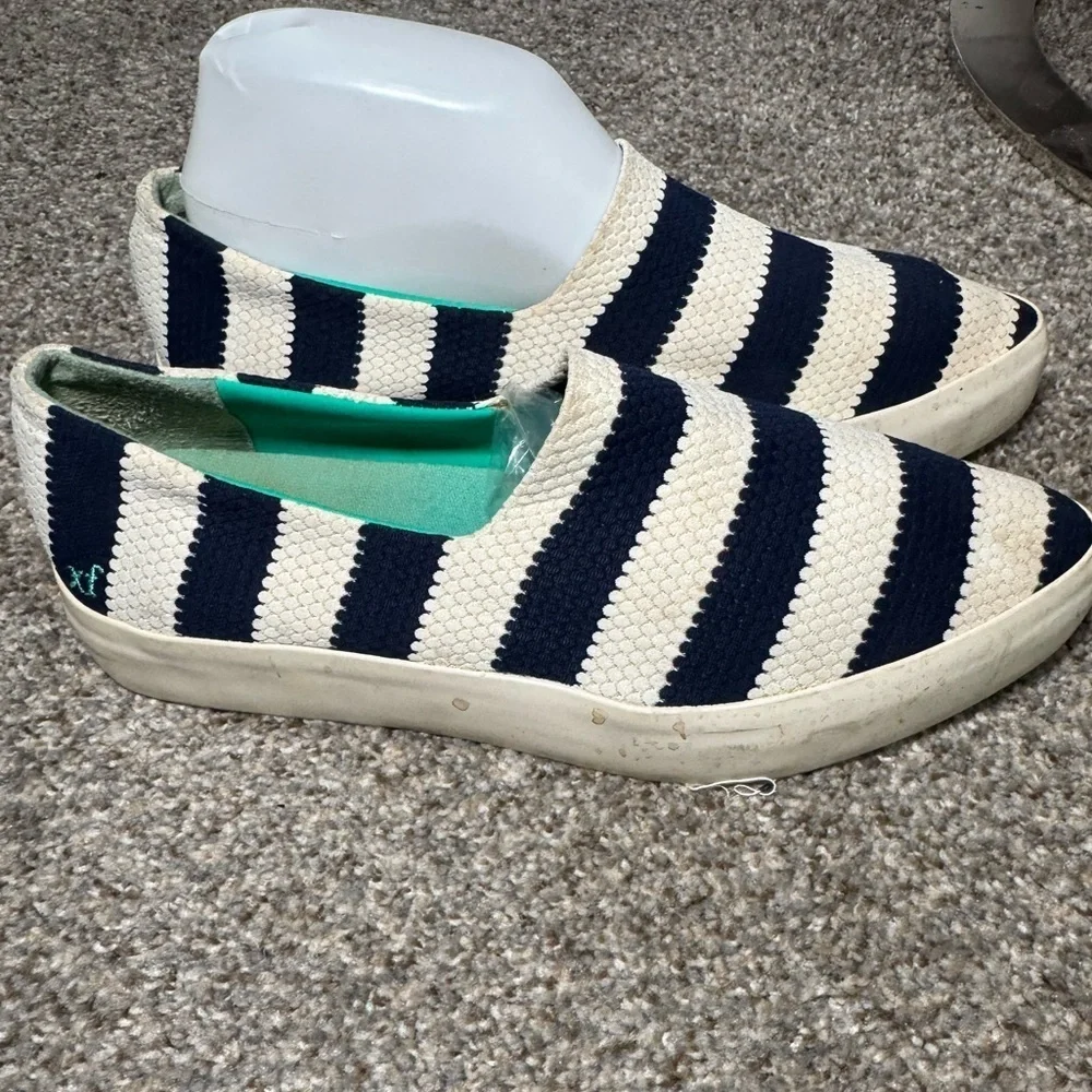 XF Striped Women’s Navy Nautical Slip-On Pointed Toe Shoes- Size 9